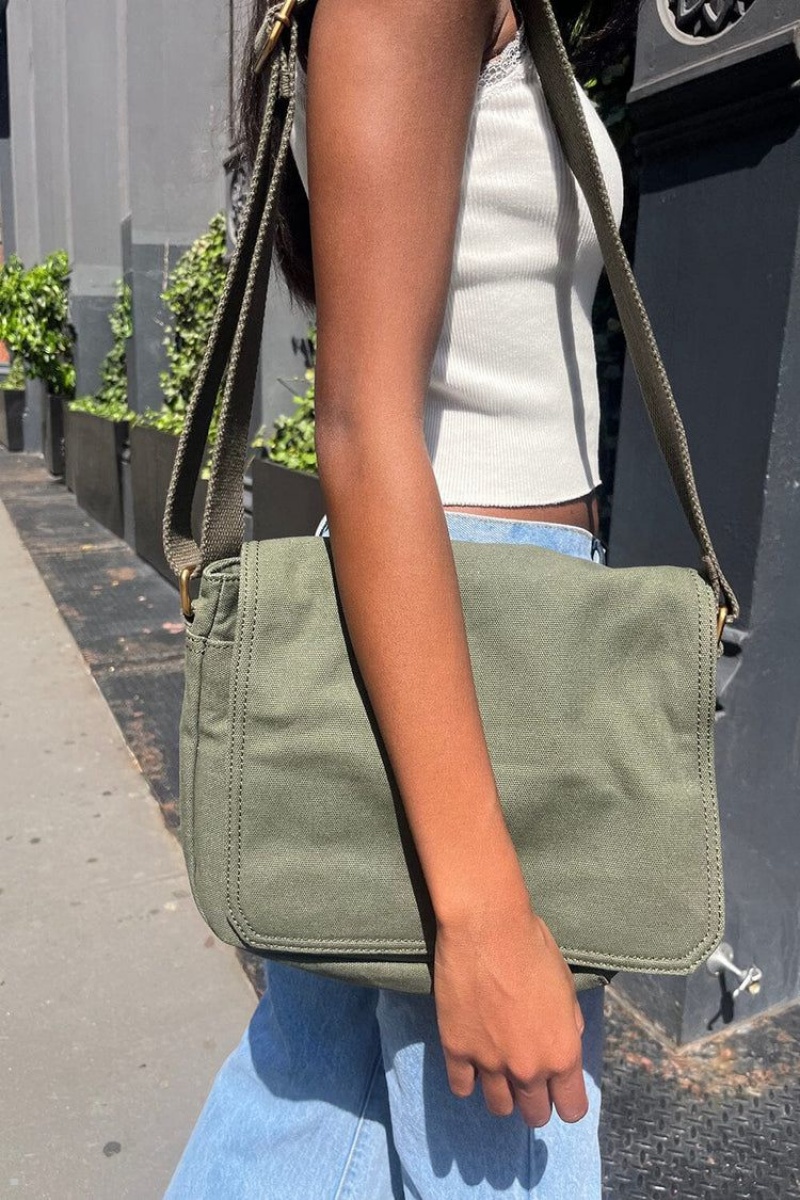 Sacs Brandy Melville Messenger Vert Olive | RHG-82441197